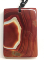 Red Agate Warring States Red Jade Raw Mine is safe and sound with ordinary obsidian chain 4*6cm