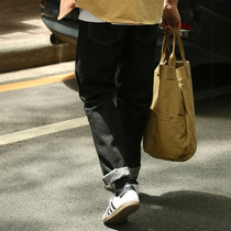  (de-pulp)Retro red-eared denim jeans Ami Kachi primary color cow slim-fit small-legged jeans men