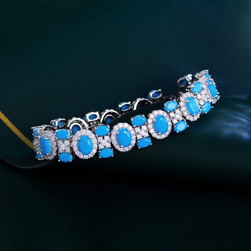 New Luxury Bohemian Style Blue Bracelet Wedding Dress Banquet Annual Party Matching Jewelry