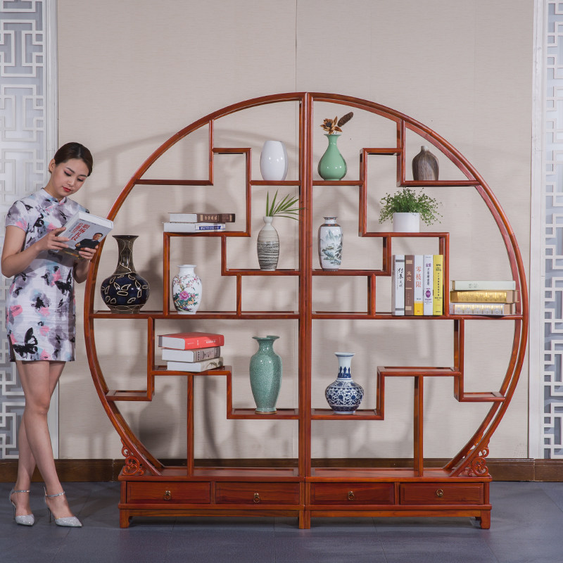 Bo Antique Solid Wood Chinese elm Dobao cabinet display cabinet antique frame tea shelf furniture display cabinet