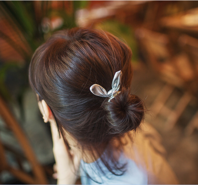 Han Edition Ornament Leather Cloth Art Rabbit Ear Hair Ring Female Rubber Band Hair Ring Hair Ring Little Fresher Sweet And Beautiful Hair Accessories