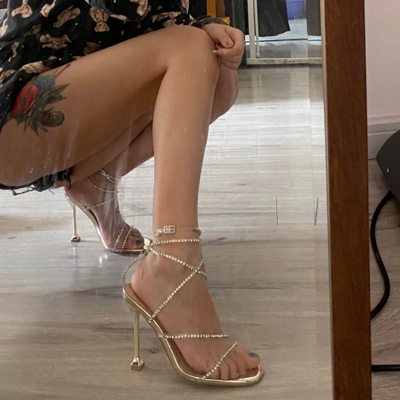 Great-looking ~ design sentimental water drill cross with women's shoes Summer sparkling water drill beauty and beauty