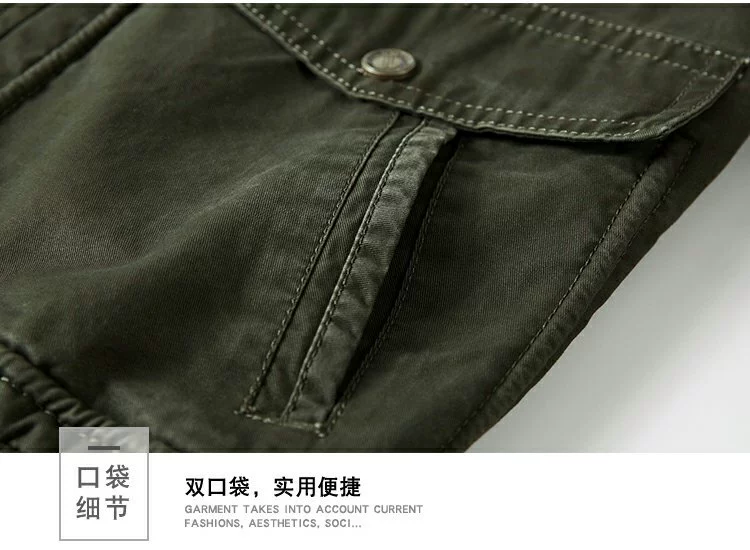 Xe jeep mùa thu và áo khoác mùa đông đồng phục nam quân đội cổ áo ngắn nam giản dị cotton cỡ lớn dụng cụ áo khoác trung niên