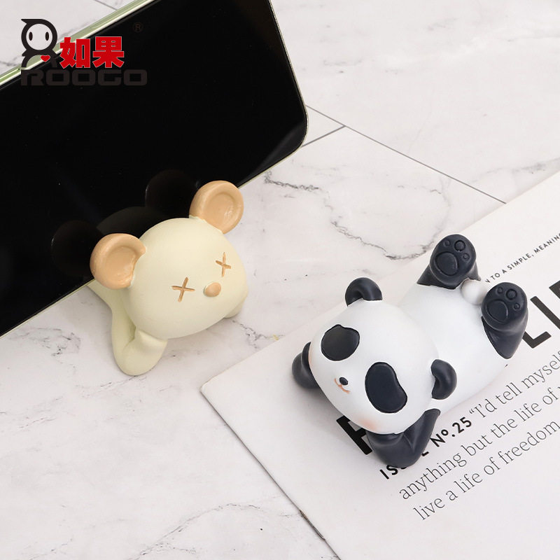 Desk Cartoon Animal Rabbit Panda Mobile Phone Bracket Ipad Flat Support Creatively Decorative Small Pendulum 