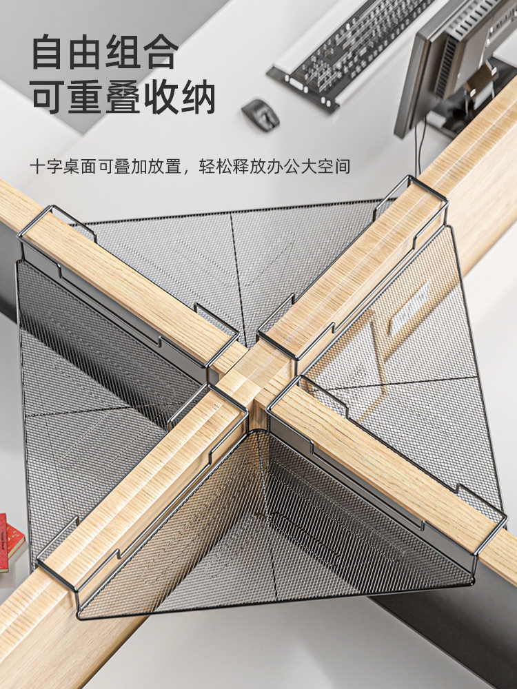 Metal hollow desk shelf station receives partition suspension corner flower frame office desktop triangle