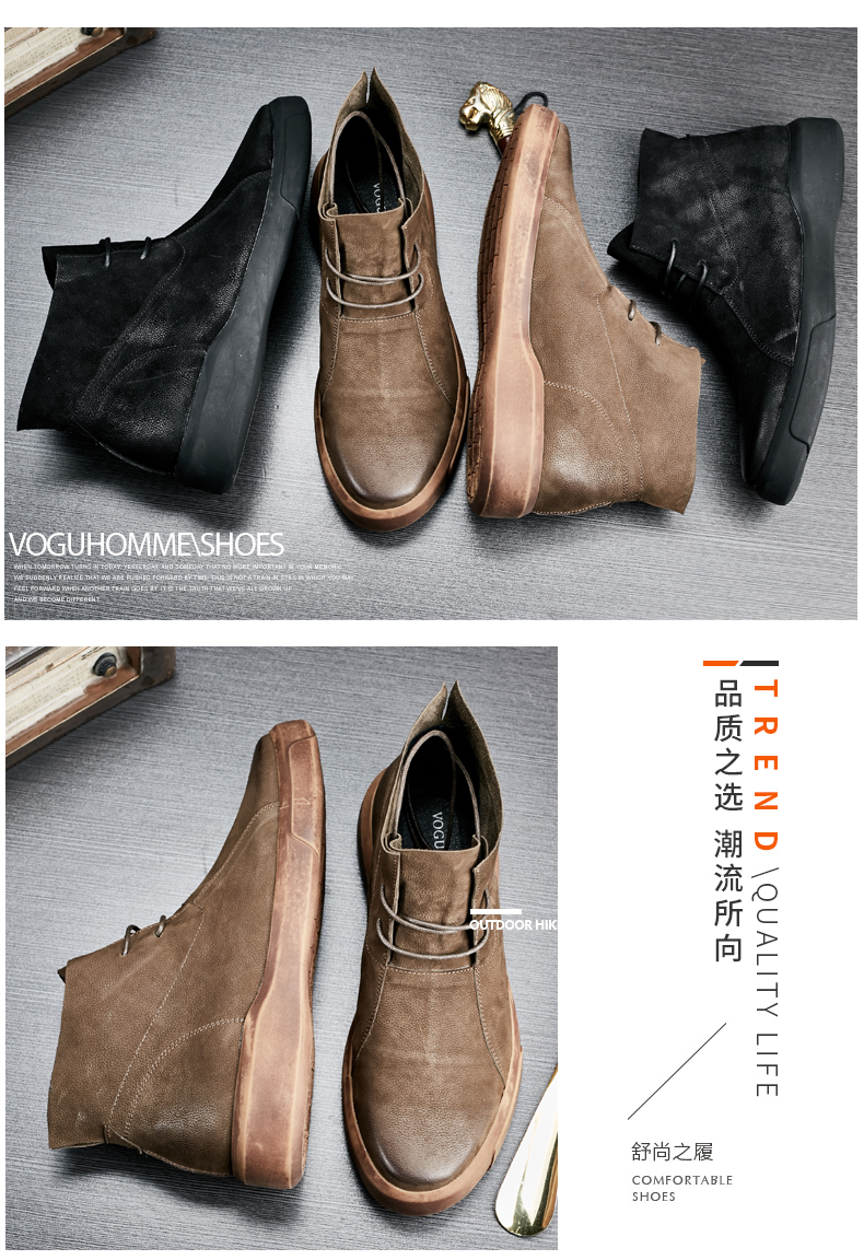 Mùa thu và mùa đông da của nam giới khởi động Anh thời trang cũ Martin khởi động retro dày có đế casual cao-top giày khởi động ngắn giày ecco nam