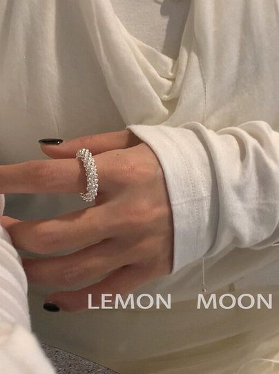 Trendy and Easy to Match! Korean-Style Beaded Open Ring for the Index Finger, Metal Niche Design, ins High-End Feel Ring