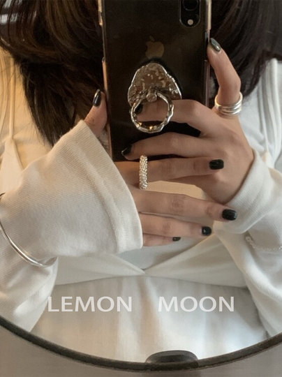 Trendy and Easy to Match! Korean-Style Beaded Open Ring for the Index Finger, Metal Niche Design, ins High-End Feel Ring