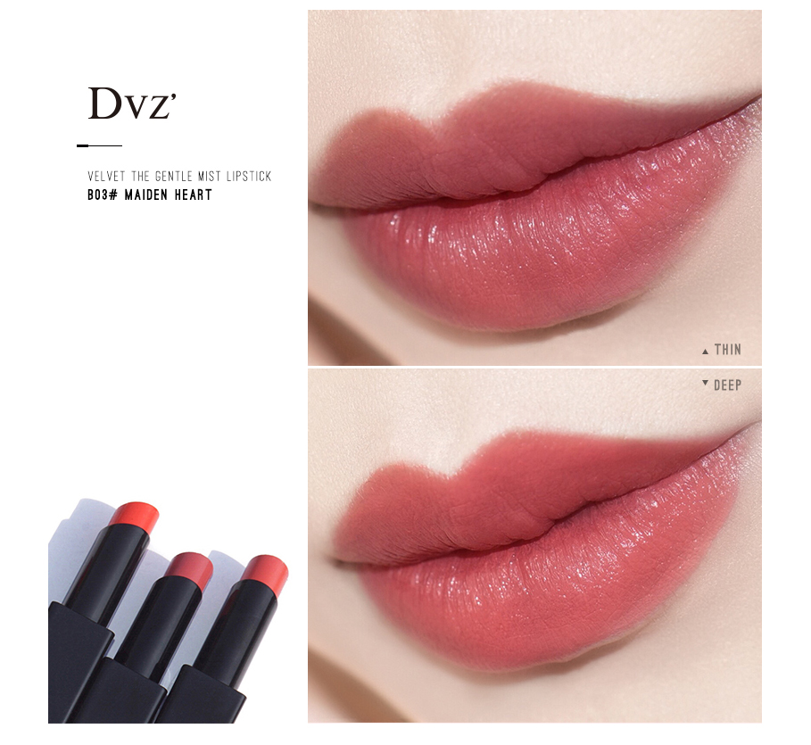 Son môi màu son tz bền màu giữ ẩm cho môi không thấm nước không dễ tẩy trang. merzy dt10
