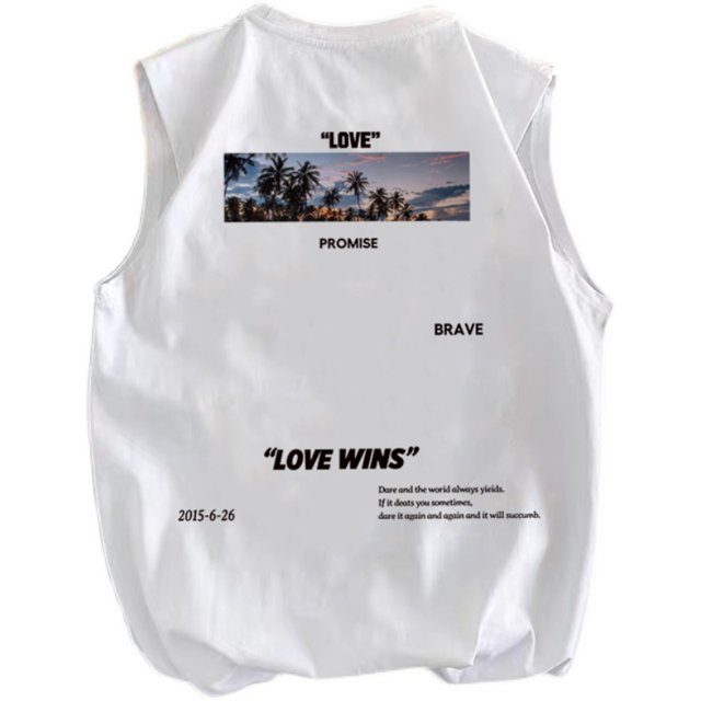 Summer sleeveless t-shirt male oversize tide brand sports basketball sweat vest ins street hip-hop vest shoulder clothes