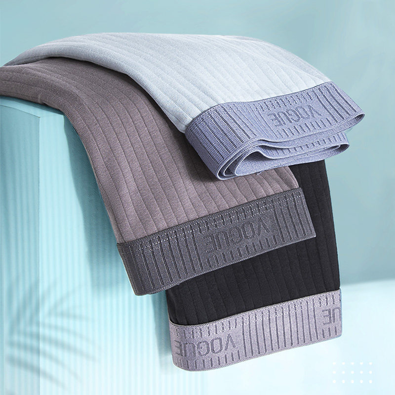 2-piece underwear men cotton four-corner loose breathable simple black solid color flat corner student youth summer