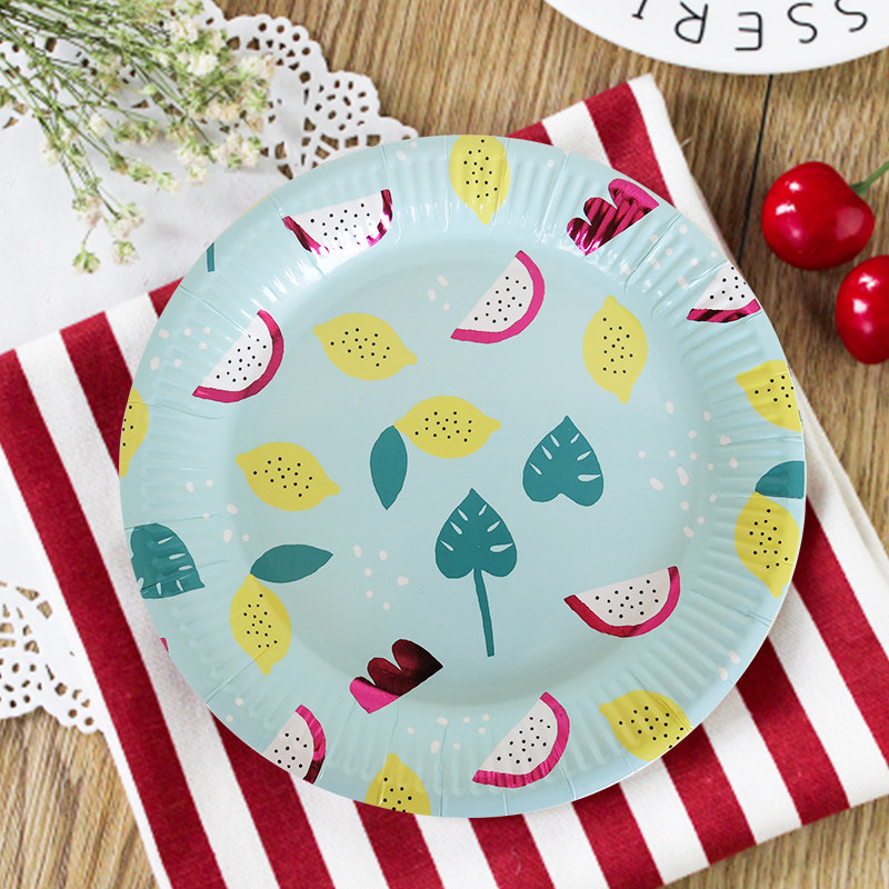Summer Fruit Themed Party Decoration Supplies Adult Disposable Cartoon Plate Birthday Cake Plate Paper Plate Dinner Plate