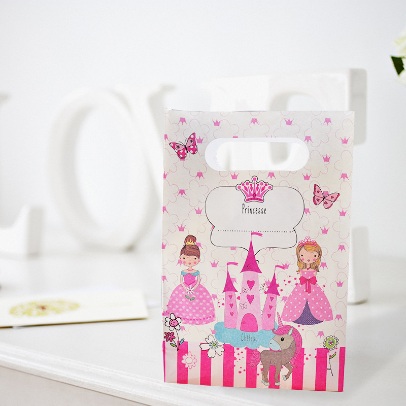 Pink Cartoon Princess Themed Children Birthday Party Girl Gift Bag Paper Bag Gift Packing Bag Hand Trumpet