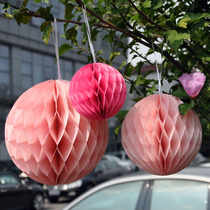 Color paper Honeycomb Balls Paper Flowers Balls Pull Flowers Hangings Parquet Party Shop Window Mall Festive Wedding wedding Decorative Arrangement Accessories