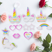 Unicorn Unicorn Themed Birthday Party Supplies Paper Cute Handheld Self-Pat Photo Prop Mask