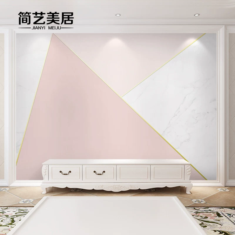 Internet celebrity living room TV background wall wallpaper 3D stereo mall wallpaper light luxury bedroom seamless wall cloth mural