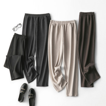 Elastic waisted versatile commuting plus fleece cigarette pants Elastic waisted versatile commuting plus fleece cigarette pants