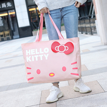 Short-distance travel bag portable shoulder bag large-capacity luggage bag cute cartoon cat can set the bag on the trolley box