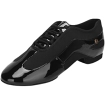 ADSmissfun new A8003-03 patent leather and stretch fabric flat heel soft sole modern Latin dual-use teacher shoes