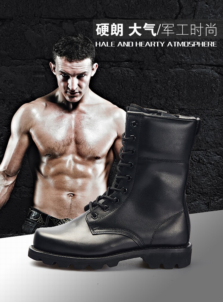 Boots militaires en Première couche de cuir - Ref 1397889 Image 49