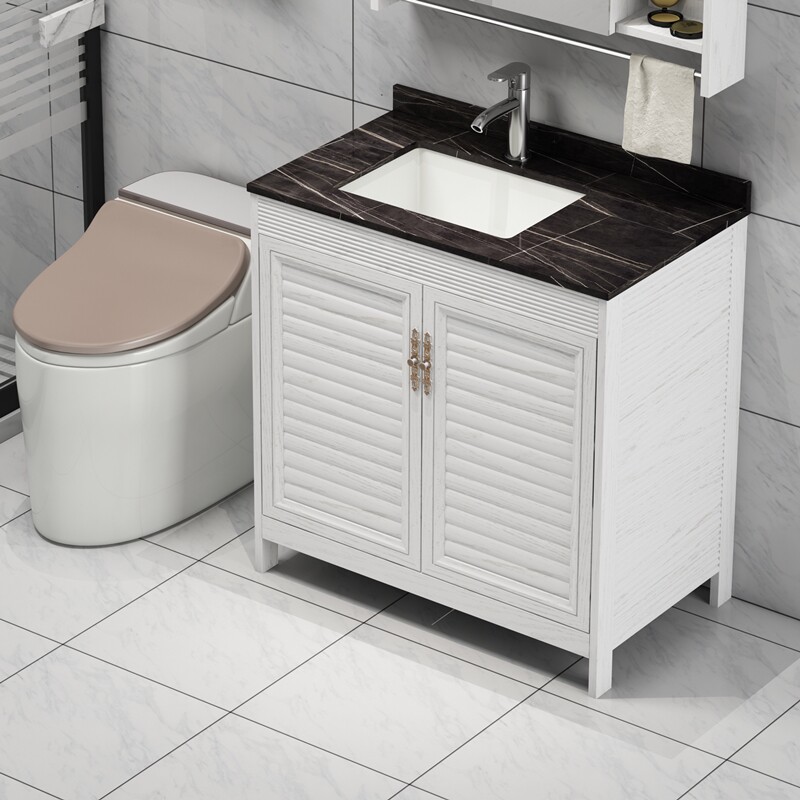 Space aluminum bathroom cabinet combination washbasin floor type rock plate hand washing integrated table wash face pool ceramic basin balcony