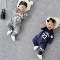 Baby One-piece Clothing Spring Autumn Season Tide Card Mens Baby Clothes Spring Dress 2022 New Foreign Gas Outside Wearing Early Spring-style Harvest