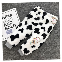 Baby pants autumn winter thickened double layer of gush cotton pants can open crotch male and female baby newborn coral suede long pants