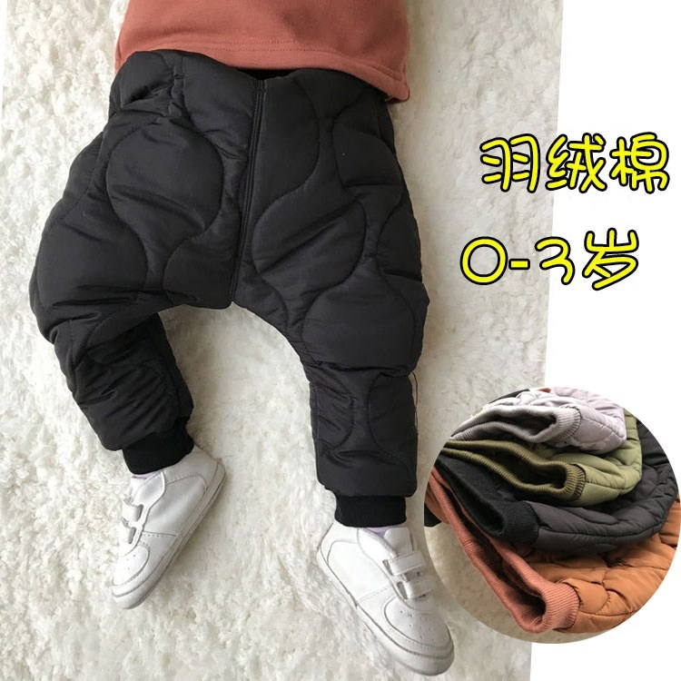Baby down cotton pants winter thickened outside wearing 12 male and female baby Harun pants large PP pants 0-6 months 1-3 years old