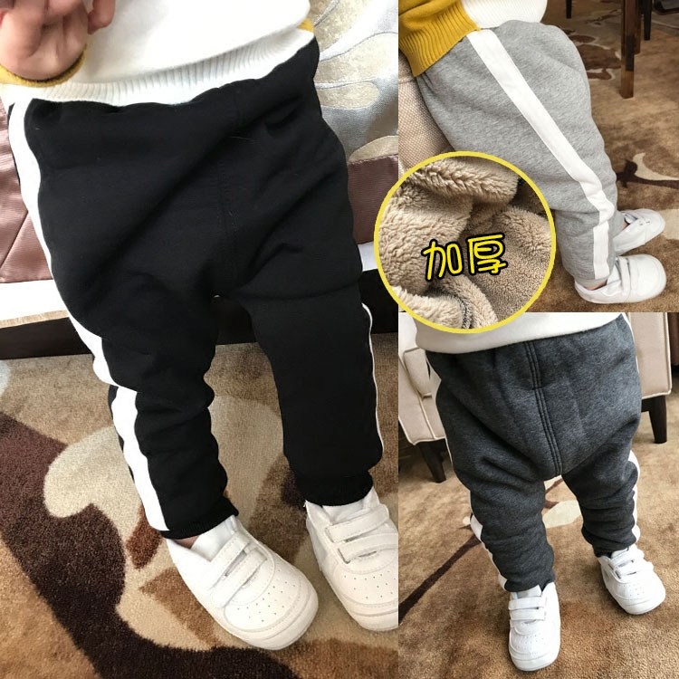 Baby large pp pants with open gear Harun pants autumn winter baby thickened with suede pants male and female 01-3-year-old baby boy-Taobao
