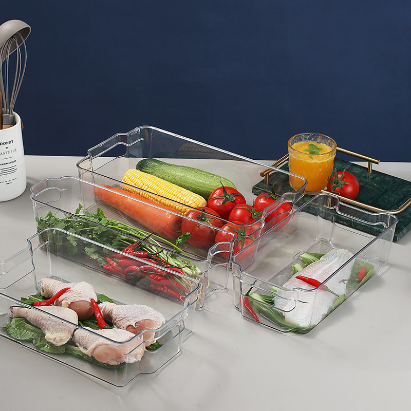 Plastic refrigerator fresh box kitchen physical collection box transparent plastic packaging box rectangular refrigerated food storage box