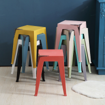 Plastic high stool home dining table living room high stool modern minimalist fashion creative Nordic square stool chair