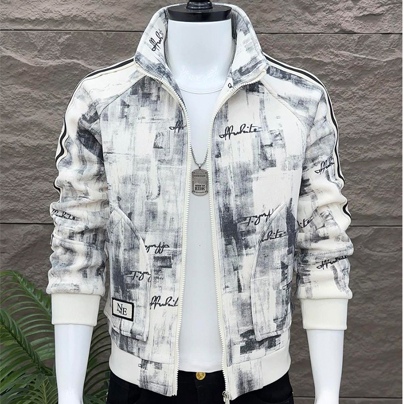 Autumn and Winter New Fashion Men's Jacket with Fleece Lining, Thickened for Warmth, Korean Style Slim Fit Trendy Brand Versatile Casual Top