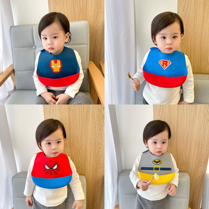 Silicone baby eating bib baby waterproof bib children's three-dimensional soft wash-free feeding pocket large eating pocket