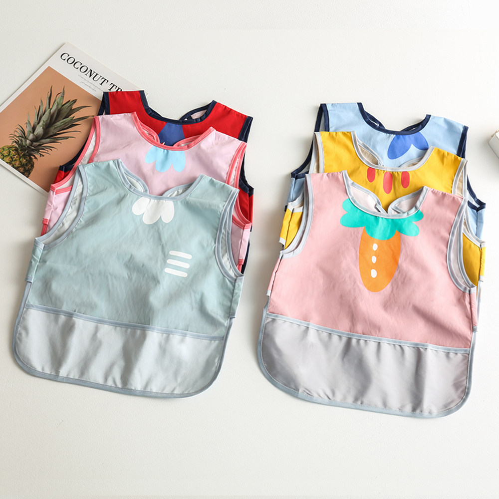Baby summer meal bib Kindergarten coat waterproof sleeveless vest type custom children's anti-wear apron thin