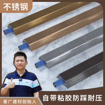 Stainless steel wire trunking clear wood grain floor metal anti-stepping self-adhesive hidden open line blocking wiring pipe groove net