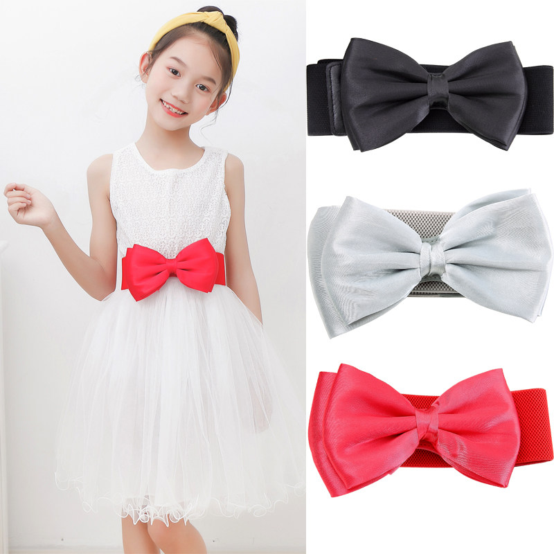 Wild little girl Girl elastic belt bow decoration dress waist cover princess girdle Chiffon waist