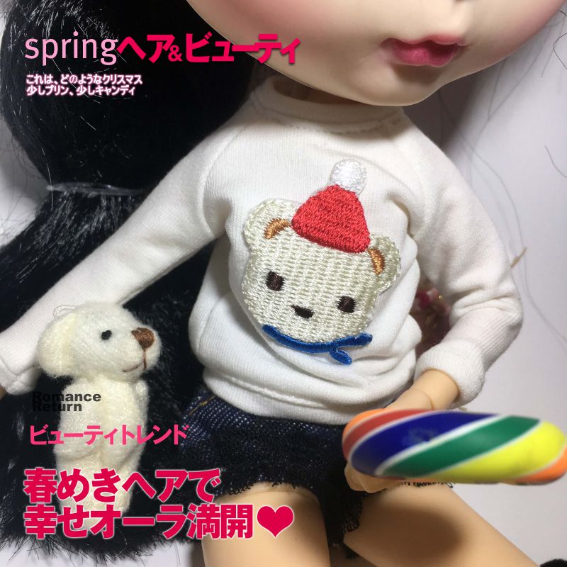 特blythe小布长袖衣服圣诞帽熊日本刺绣卫衣芭比az6分30cm烂草莓