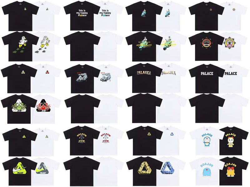 Heavyweight 300g Street Fashion Brand Palace Triangle Print Round Neck T-Shirt for Men and Women, Loose Casual Pure Cotton Short Sleeves
