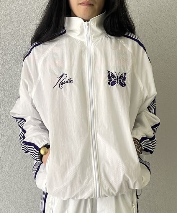 Needles X Beams Collaboration 25Ss Butterfly Embroidered Jacket Unisex Sports Striped Cardigan Thin Style