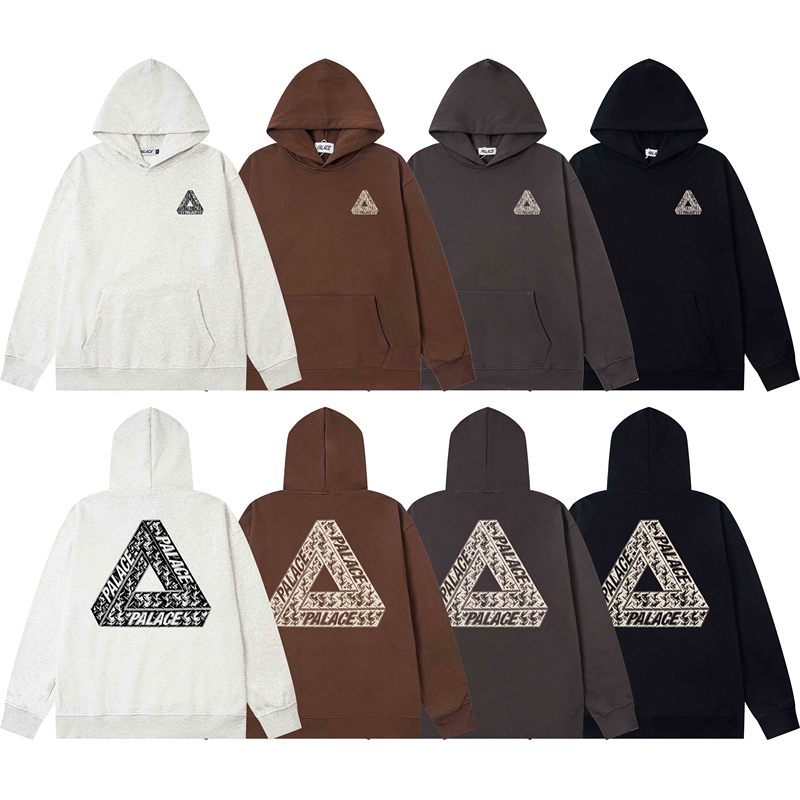 Heavyweight 420g Street Fashion Brand Palace Triangular Print Hooded Sweatshirt for Men and Women, Loose Casual Pure Cotton Hoodie