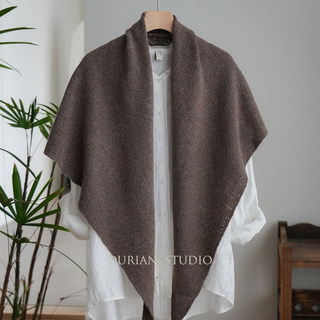 Pure Wool 100% Wool High-Quality Autumn and Winter Scarf Shawl for Women, Dual-Use Large Triangular Scarf, Melard Style