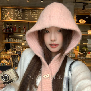 One Hat, Two Uses: Knitted Hat for Women, Winter Thickened Warm Woolen Hat, Large Head Circumference, Makes Face Look Smaller, Ear Protection Hat, Head-Covering Hat