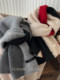 Gray gray elegant high-end scarf for women in winter with wool knitted versatile color matching white warm scarf