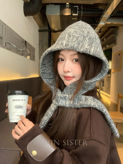 One Hat, Two Uses: Knitted Hat for Women, Winter Thickened Warm Woolen Hat, Large Head Circumference, Makes Face Look Smaller, Ear Protection Hat, Head-Covering Hat