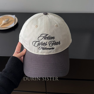 American-Style Color-Blocked Embroidered Letter Baseball Cap for Women, Pure Cotton Soft Top, Large Head Circumference, Simple Spring and Summer New Style, Duckbill Cap for Men, Trendy