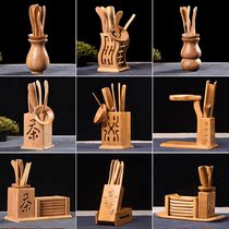 Bamboo tea ceremony six gentlemen kung fu tea set accessories solid wood tea tray tea spoon tea ceremony 6 gentleman tea clip tea bucket