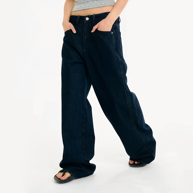 Archivum Mid-Waist Straight-Leg Loose Retro Washed Jeans American Versatile Slimming Look Casual Pants for All Seasons