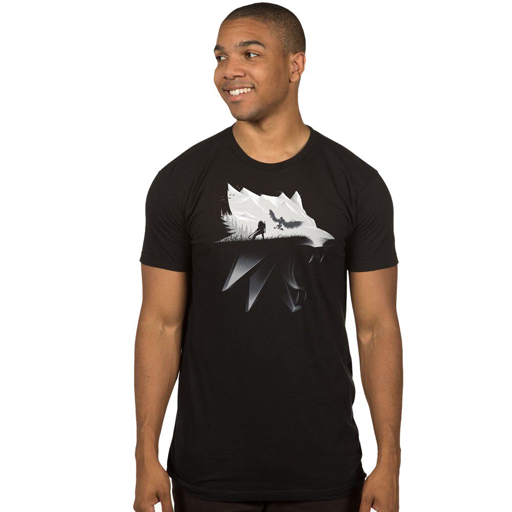 Устройство для онлайн-игр 现货 jinx原厂游戏周边 巫师3 狼头 剪影 短袖t恤纯棉