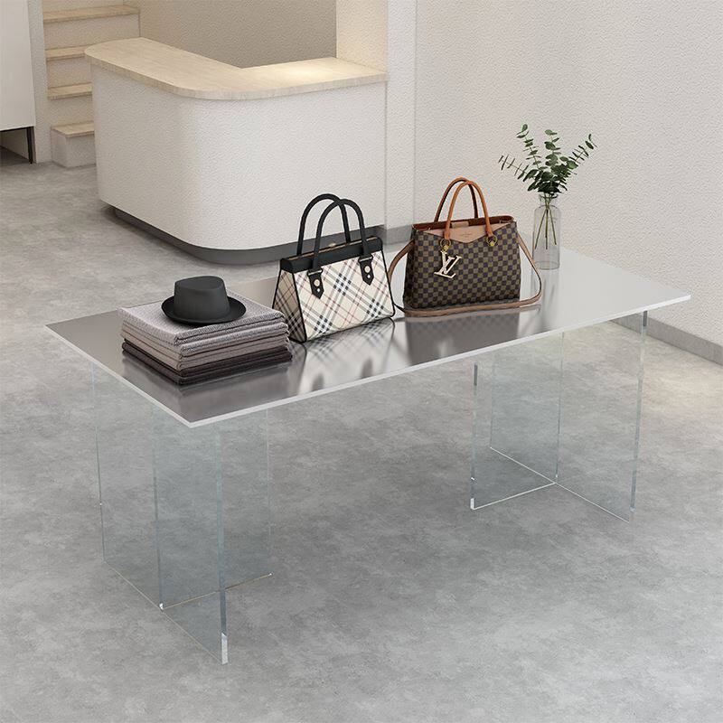 Apparel store middle of the stream display table acrylic display table stainless steel display table