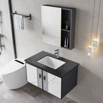Space aluminum wash basin cabinet combination bathroom cabinet one bathroom ceramic washbasin rock board household small wash table